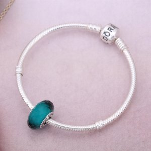 Teal Faceted broušené sklo Murano PANDORA