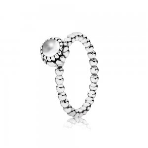 Silver ring, birthstone-April, rock crystal - 190854BK - Prsteny | PANDORA