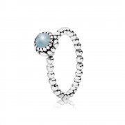 Silver ring, birthstone-March, aquamarine - 190854AQ - Prsteny | PANDORA