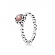 Silver ring, birthstone-October, pink opal - 190854POP - Prsteny | PANDORA