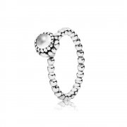 Silver ring, birthstone-April, rock crystal - 190854BK - Prsteny | PANDORA