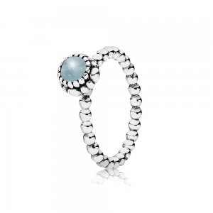 Silver ring, birthstone-March, aquamarine - 190854AQ - Prsteny | PANDORA