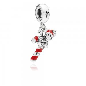 Visací Přívěsek PANDORA Disney, Santa Mickey's Candy Cane - 797500EN09