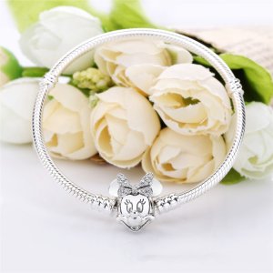 Náramek PANDORA Disney, Minnie třpytivý portrét - 597770CZ