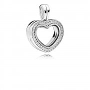 Sparkling PANDORA Heart Floating Locket Pendant Charm