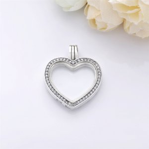 Sparkling PANDORA Heart Floating Locket Pendant Charm