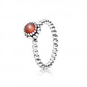 Silver ring, birthstone-July, carnelian - 190854CAR - Prsteny | PANDORA