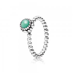 Silver ring, birthstone-May, chrysoprase - PANDORA