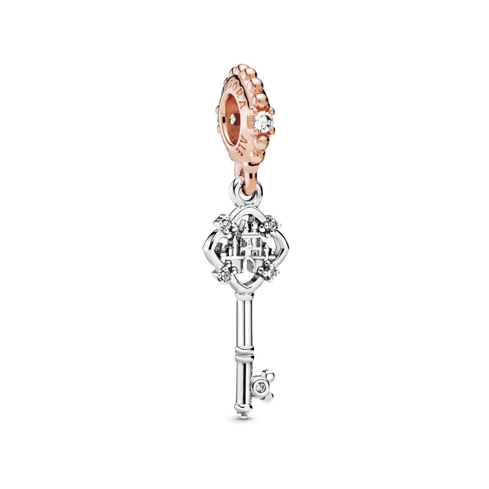 pandora rose gold visací přívěsek disney parky klíč 788226cz