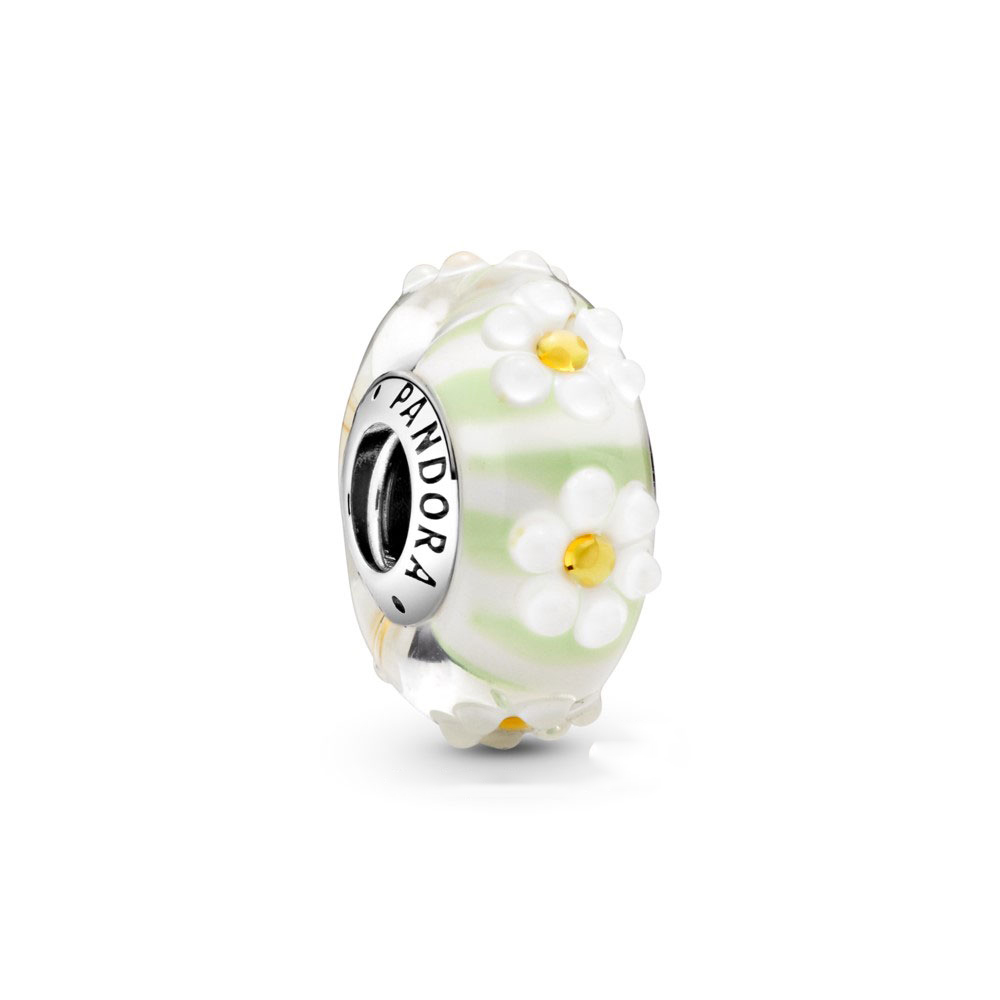 pandora stříbrný přívěsek daisy sklo murano 798798c00