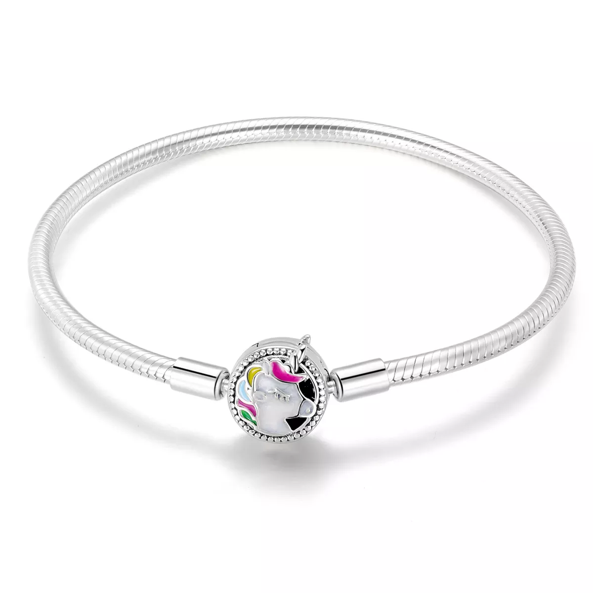 stříbrné hadovitý řetízkový náramek jednorožec paměti scb083 kubická zirkonie pandora styl