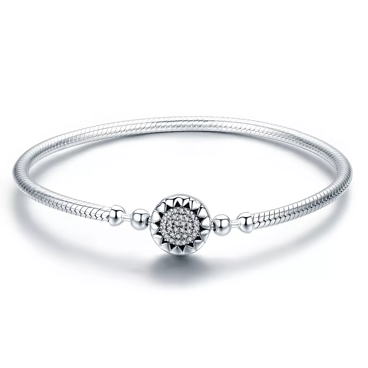 stříbrné hadovitý řetízkový náramek světlé srdce scb059 kubická zirkonie pandora styl