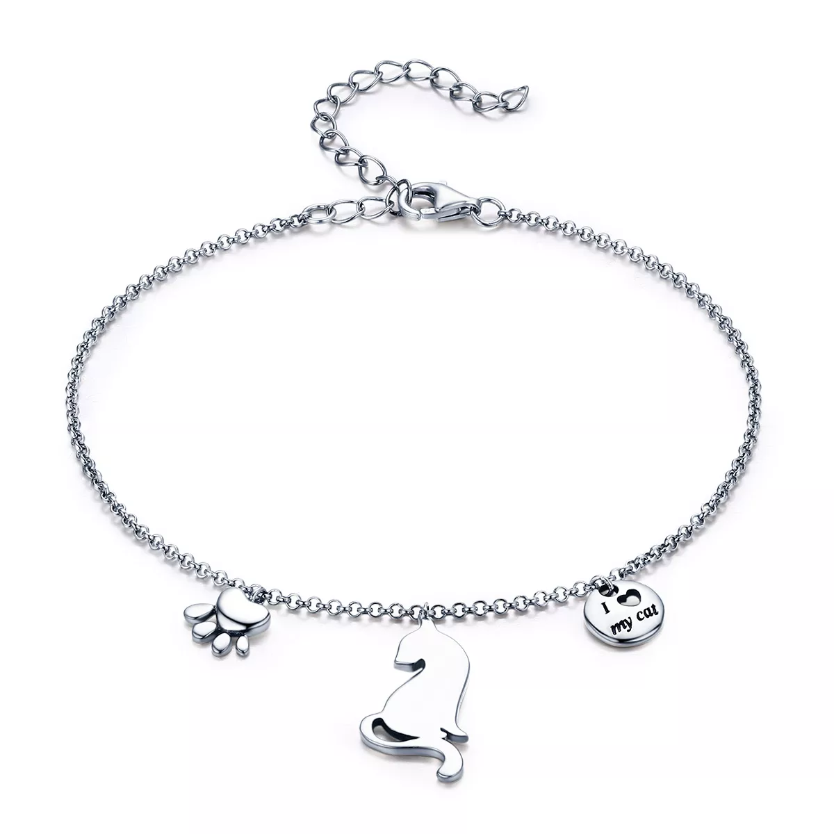 stříbrné řetízkový náramek miluji kočku scb070 jako pandora