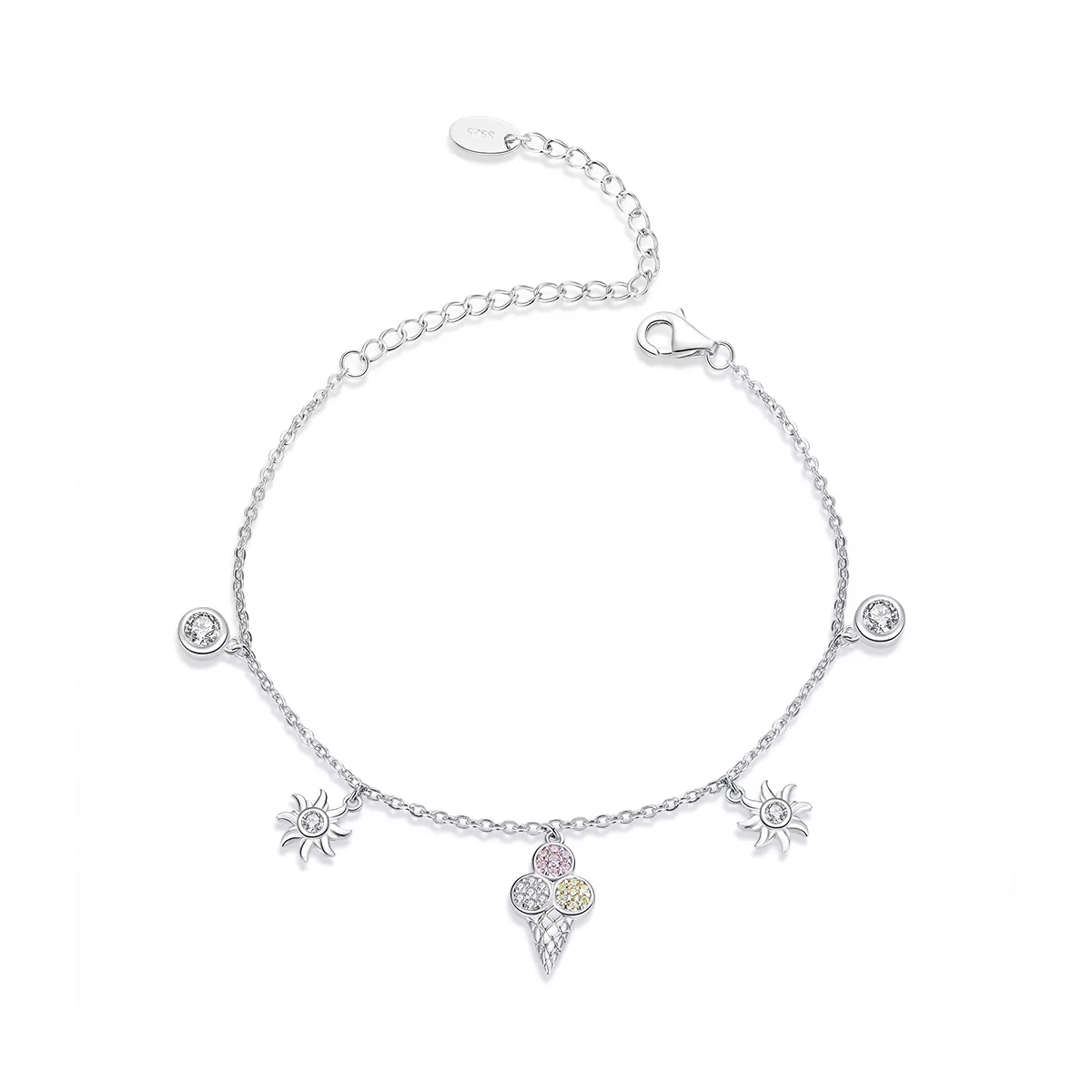 stříbrné řetízkový náramek roztomilá zmrzlina scb139 kubická zirkonie pandora styl