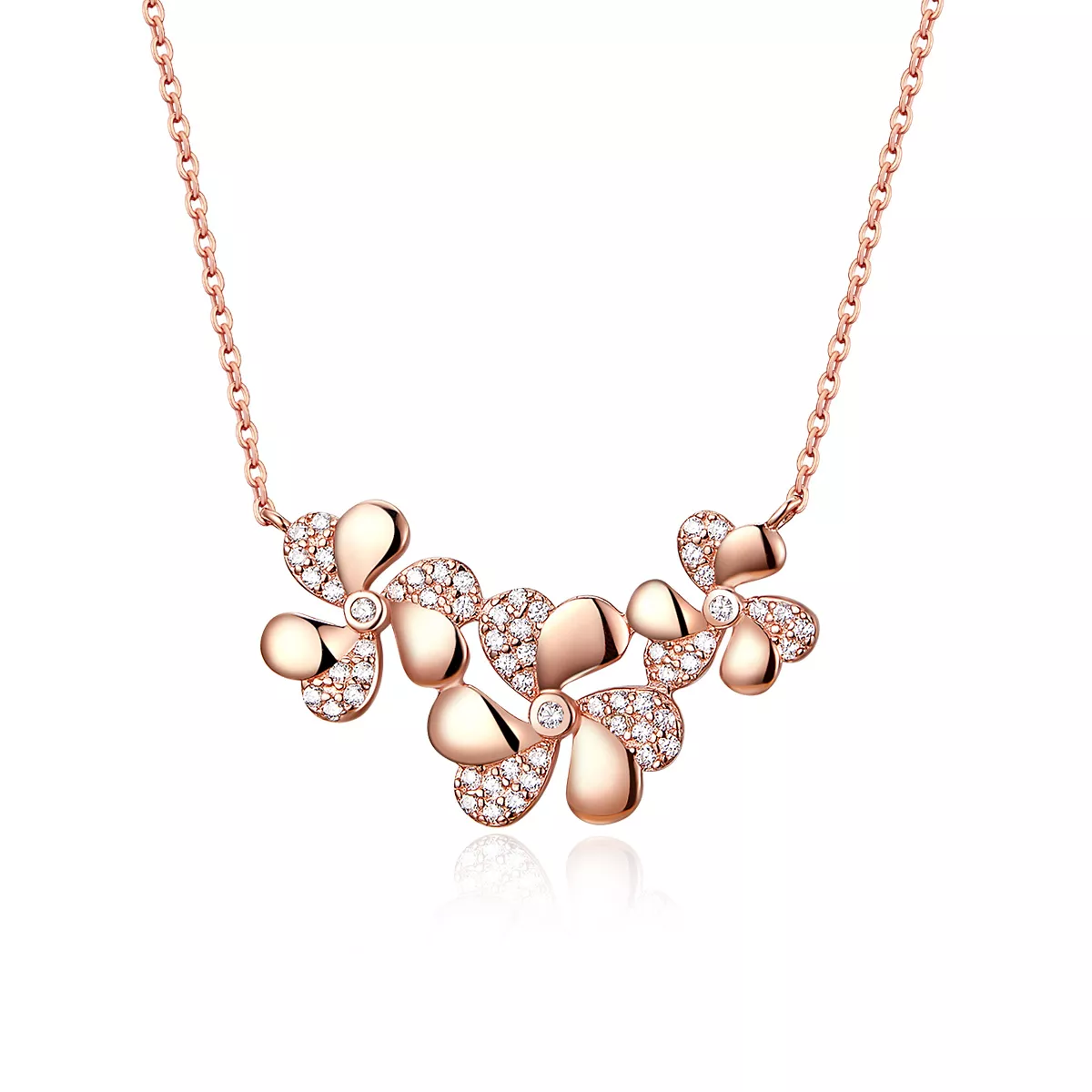 rose gold náhrdelník jetel scn375 kubická zirkonie jako pandora